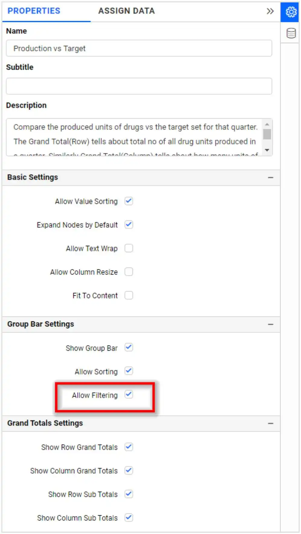 Allow Filtering Configuration