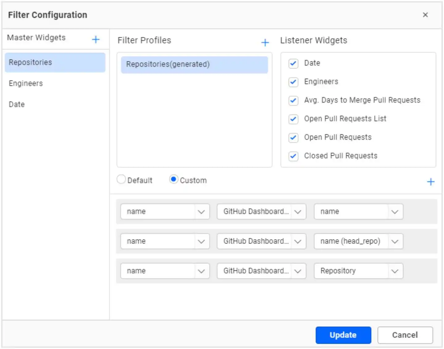 Filter Configuration Window