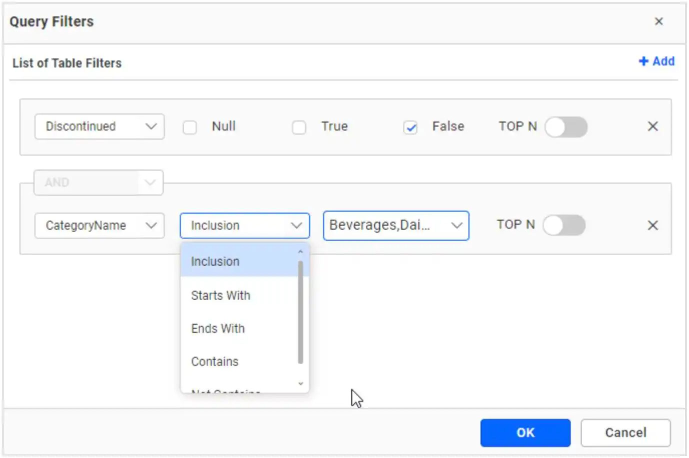 Query Filter Configuration with Second Condition