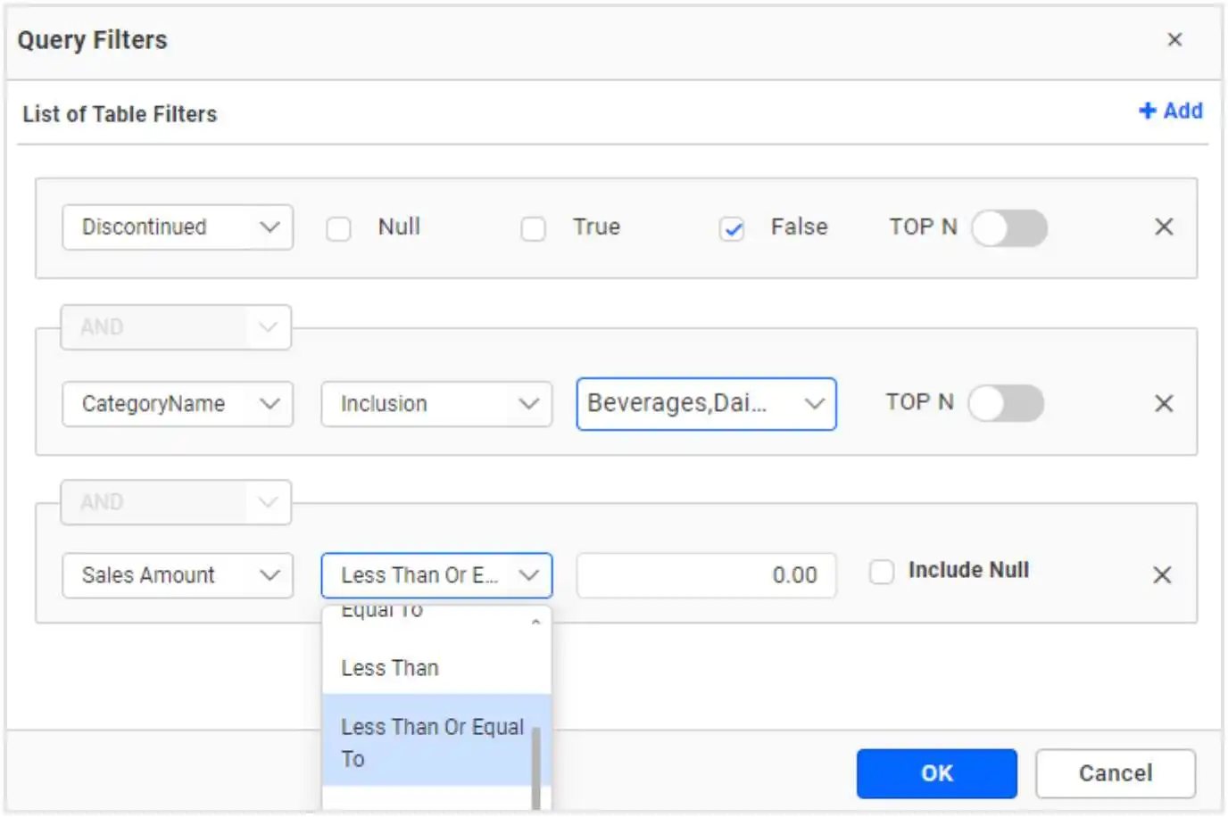 Query Filters Configuration with Third Condition