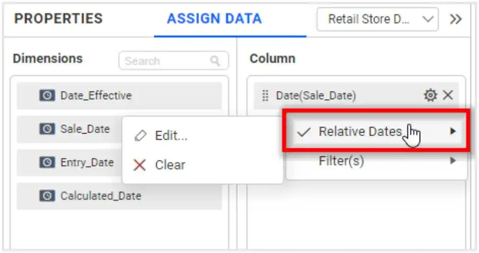Relative Dates Filter Configuration