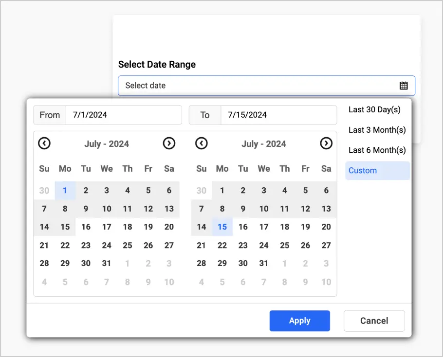 Range Selection Feature in Date Picker Widget