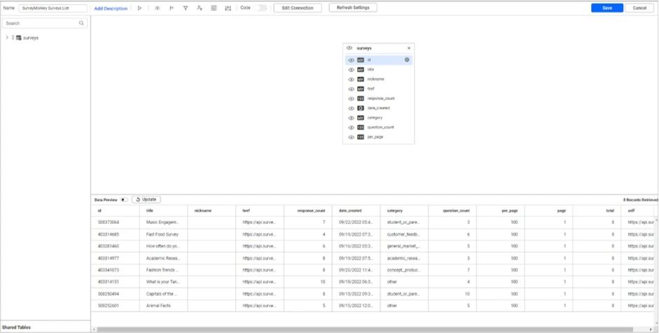 Query Designer Window