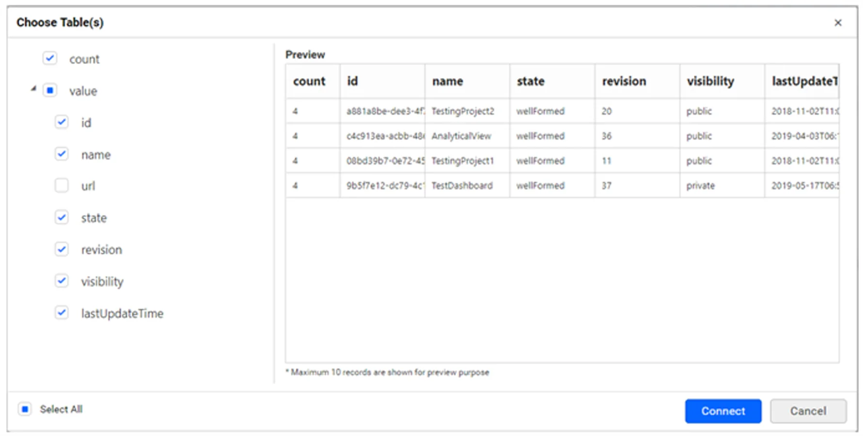 Preview and Connect